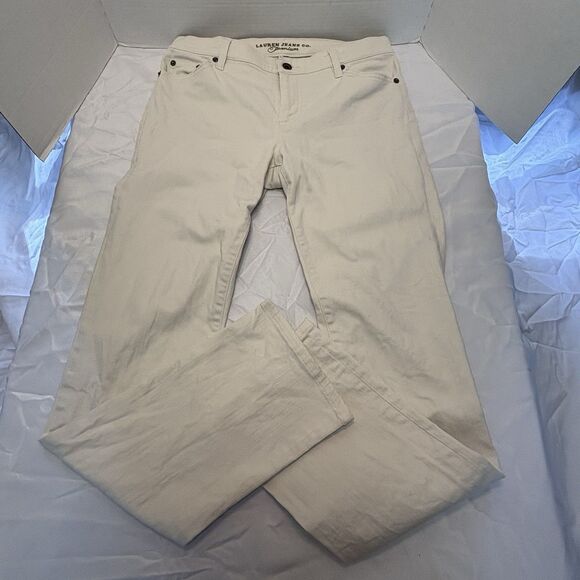 Ralph Lauren Mid Rise Moderate Straight Leg Ivory Classic Stretch Jeans SZ 6 - Picture 6 of 10